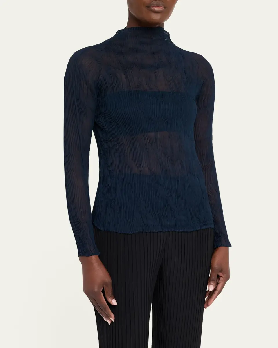 Issey Miyake Twisted Chiffon Long-Sleeve Top | Thumbnail 4