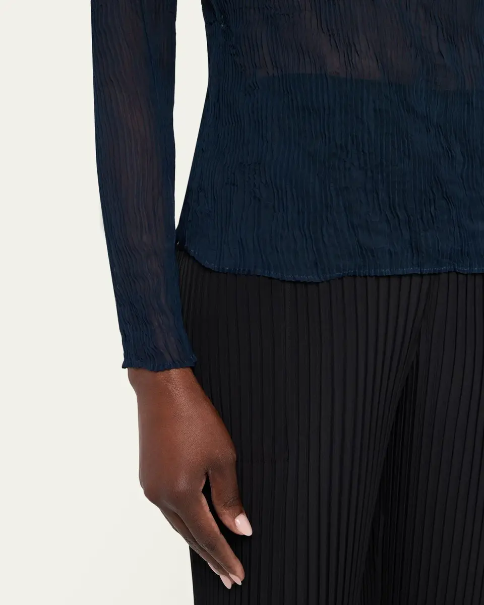 Issey Miyake Twisted Chiffon Long-Sleeve Top | Thumbnail 5