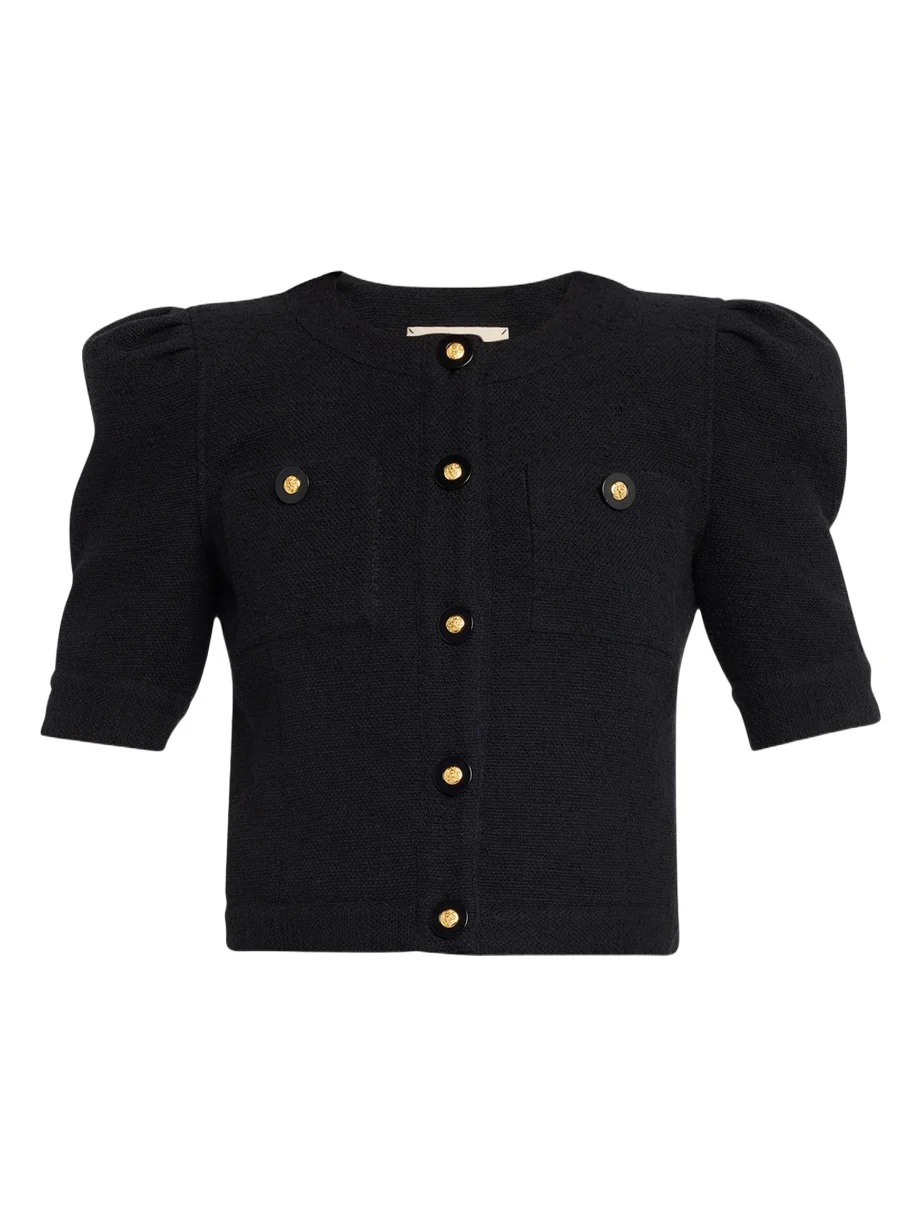 L'Agence Allegra Tweed Short-Sleeve Top