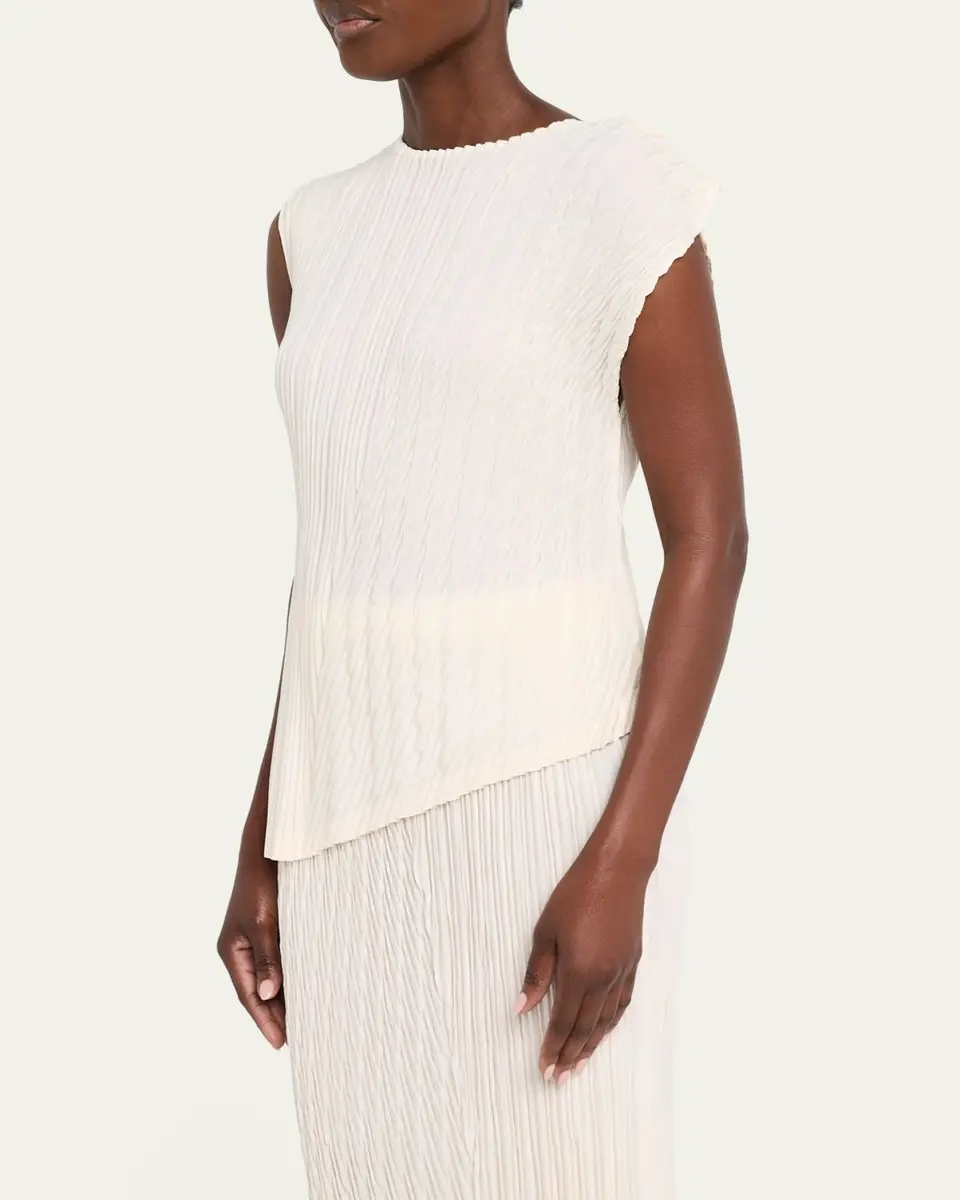 Issey Miyake Unfurling Pleats Sleeveless Asymmetric Top | Thumbnail 4