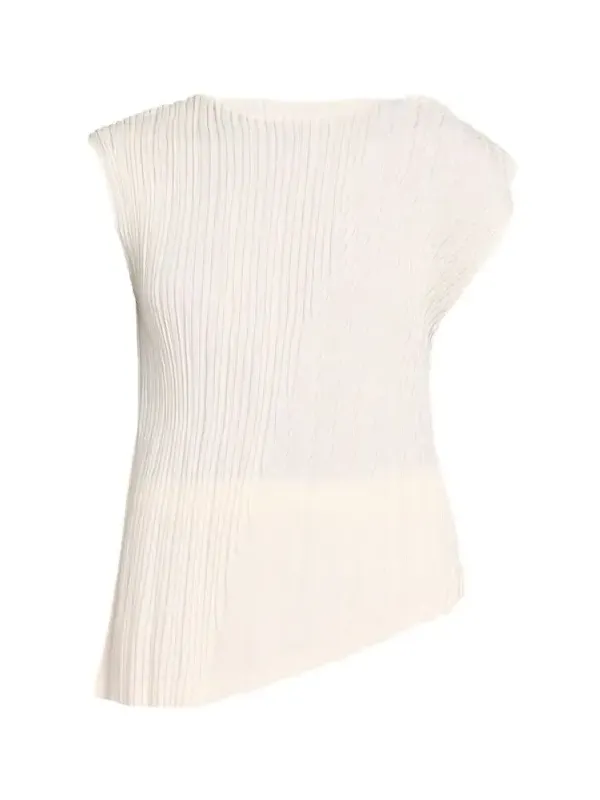 Unfurling Pleats Sleeveless Asymmetric Top