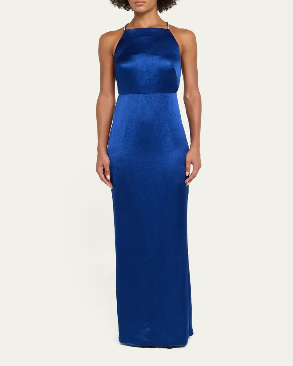Jason Wu Collection Crystal Strappy Backless Satin Apron Gown | Thumbnail 2 Jason Wu Collection Crystal Strappy Backless Satin Apron Gown | Thumbnail 2