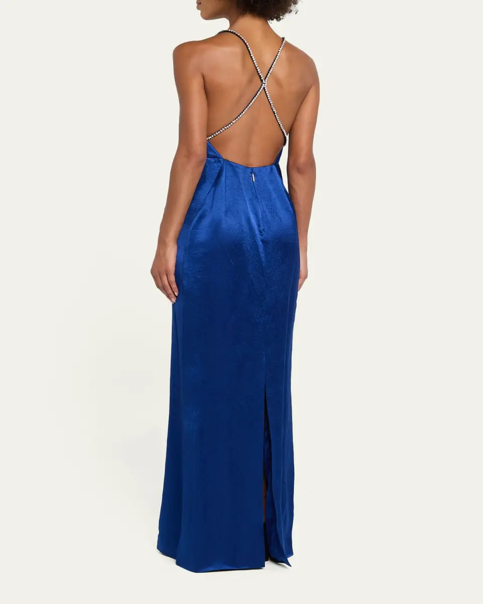 Jason Wu Collection Crystal Strappy Backless Satin Apron Gown | Thumbnail 3 Jason Wu Collection Crystal Strappy Backless Satin Apron Gown | Thumbnail 3