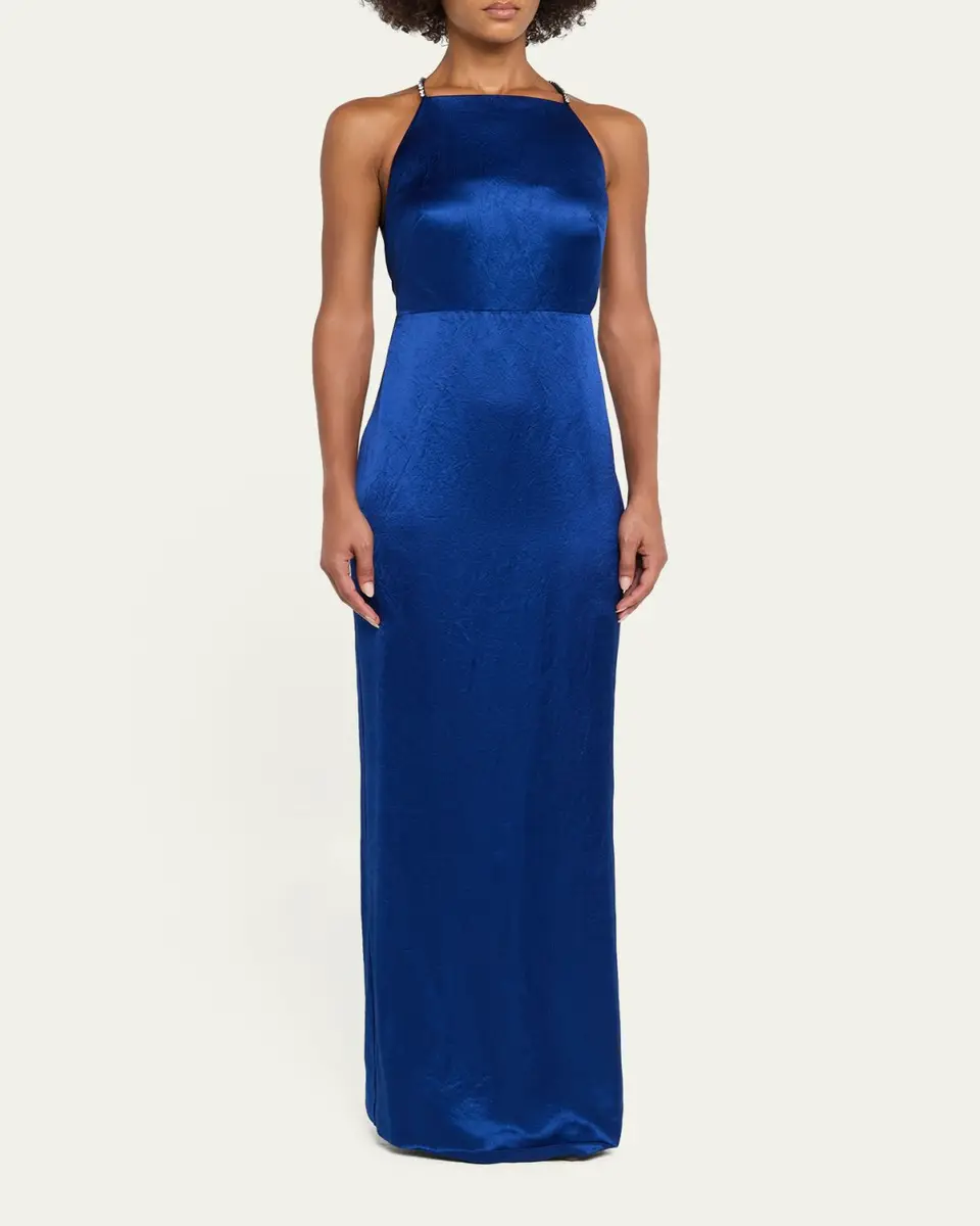 Jason Wu Collection Crystal Strappy Backless Satin Apron Gown | Thumbnail 4 Jason Wu Collection Crystal Strappy Backless Satin Apron Gown | Thumbnail 4