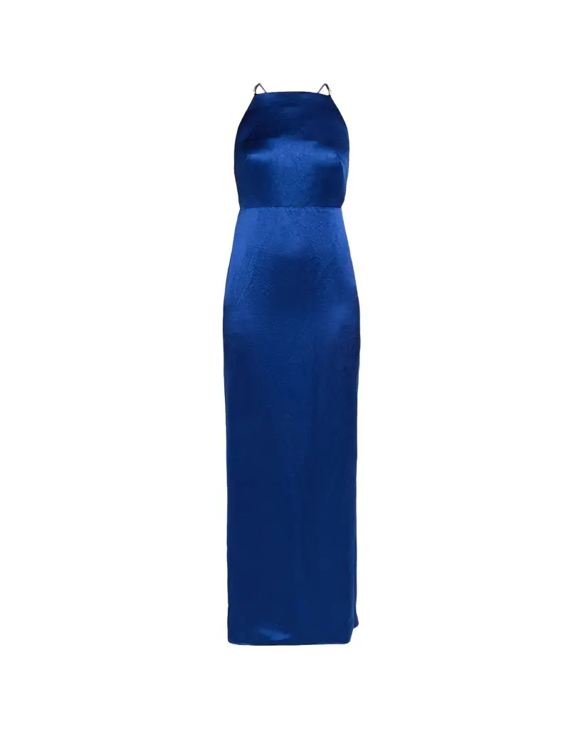 Crystal Strappy Backless Satin Apron Gown Crystal Strappy Backless Satin Apron Gown