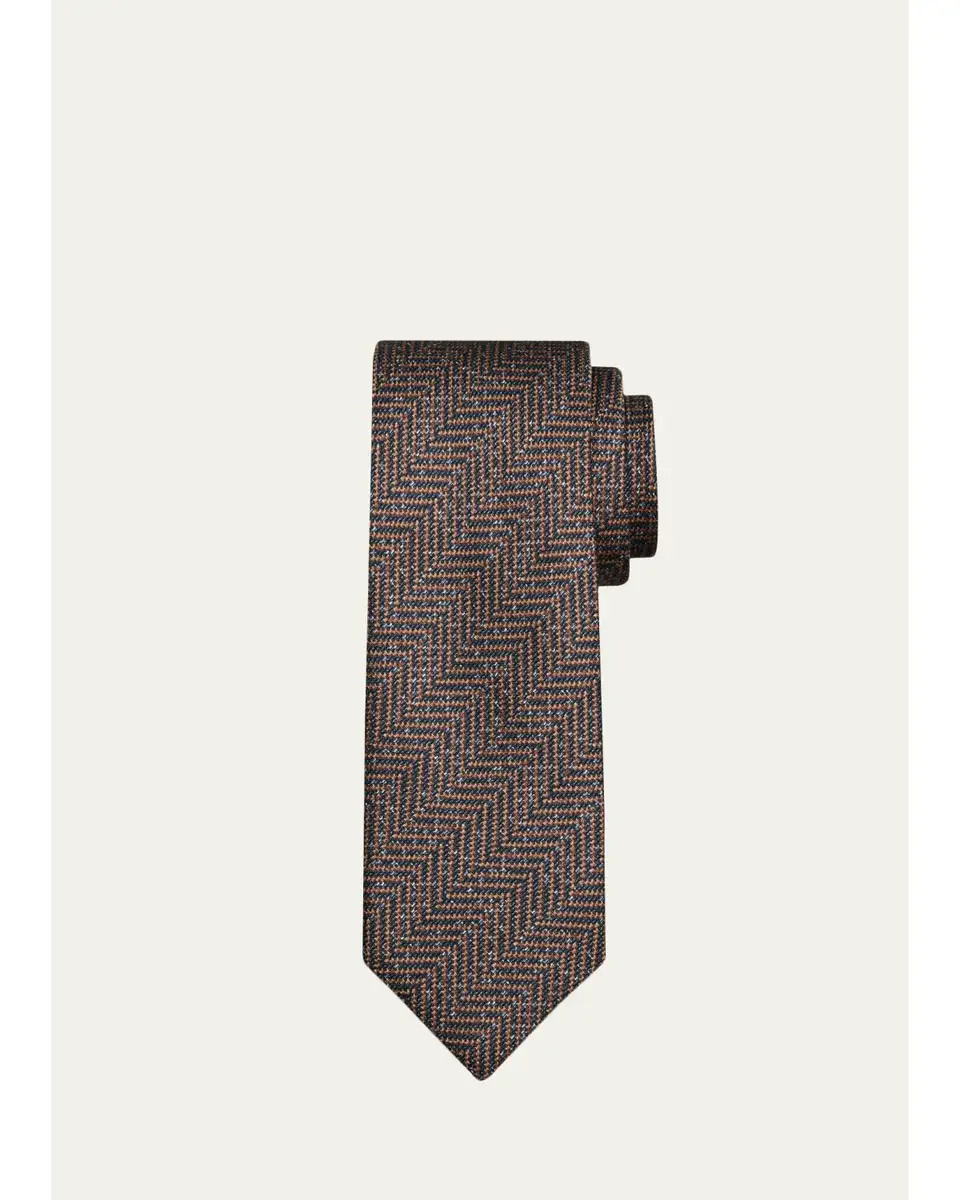Brioni Men's Herringbone Jacquard Silk Tie | Thumbnail 2 Brioni Men's Herringbone Jacquard Silk Tie | Thumbnail 2