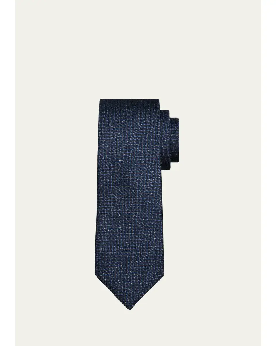 Brioni Men's Herringbone Jacquard Silk Tie | Image 1 Brioni Men's Herringbone Jacquard Silk Tie | Image 1