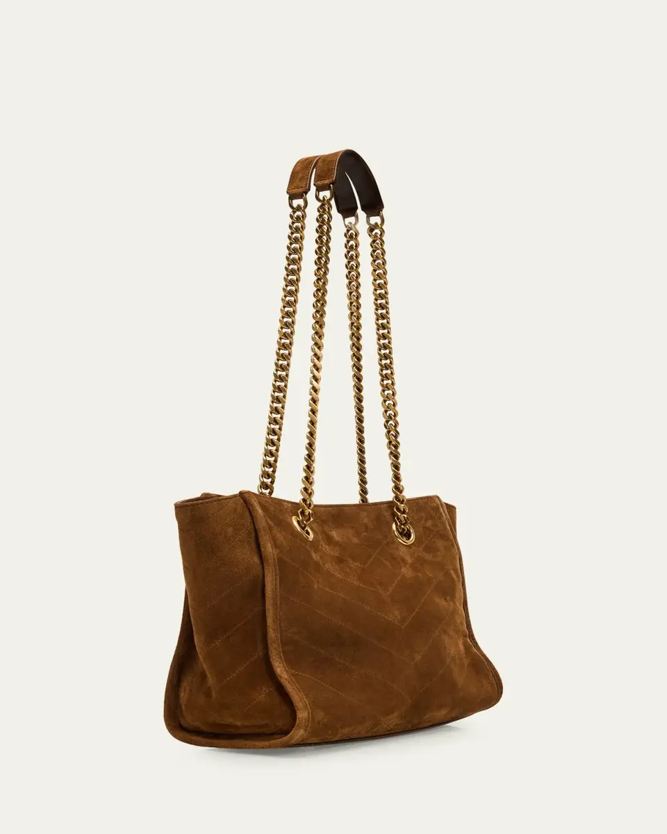 Saint Laurent Niki Small East-West Chevron Suede Shopping Bag | Thumbnail 3 Saint Laurent Niki Small East-West Chevron Suede Shopping Bag | Thumbnail 3