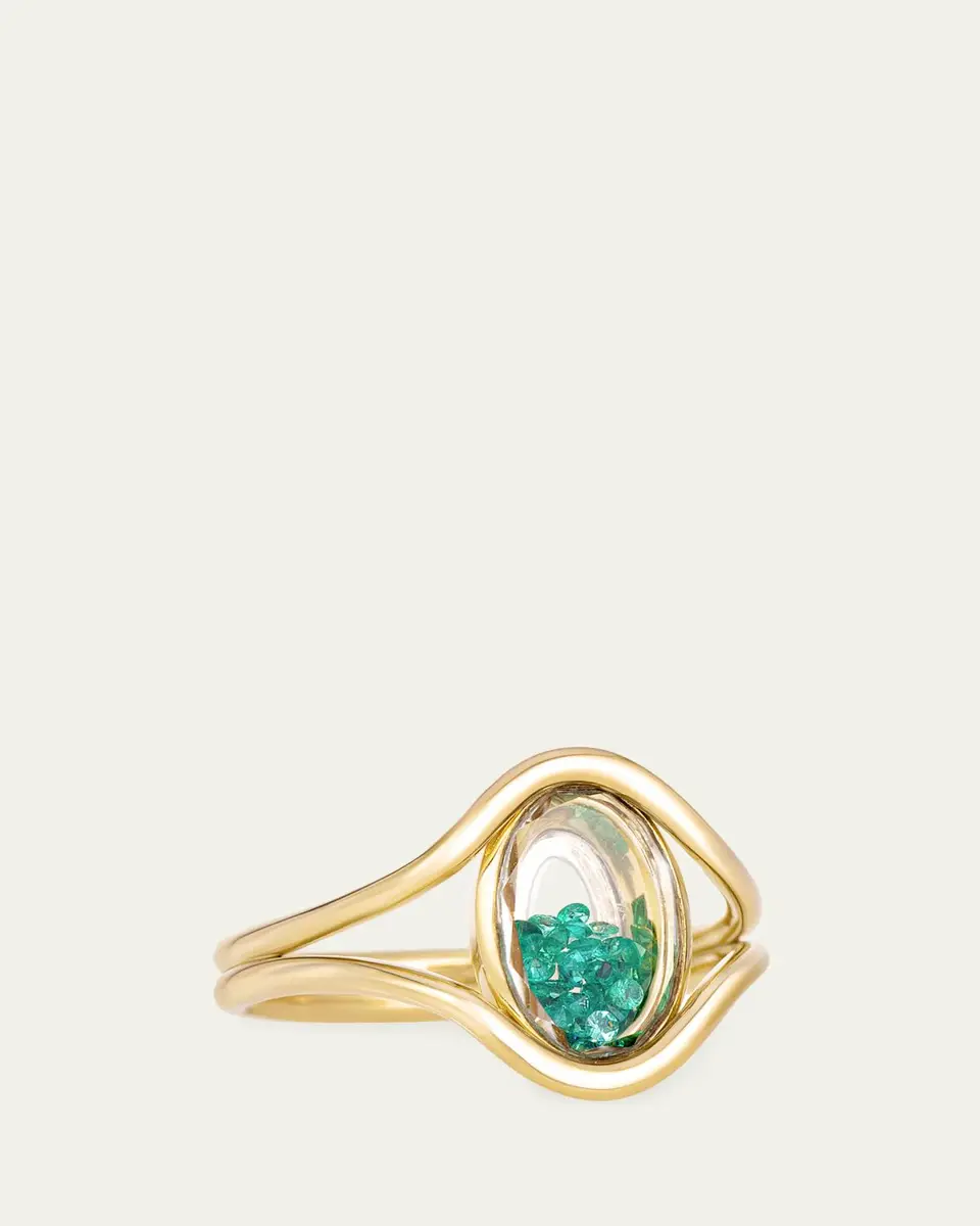 MORITZ GLIK 18K Yellow Gold Kaleidoscope Shaker Cascavel Oval Ring with Emeralds | Thumbnail 2 MORITZ GLIK 18K Yellow Gold Kaleidoscope Shaker Cascavel Oval Ring with Emeralds | Thumbnail 2