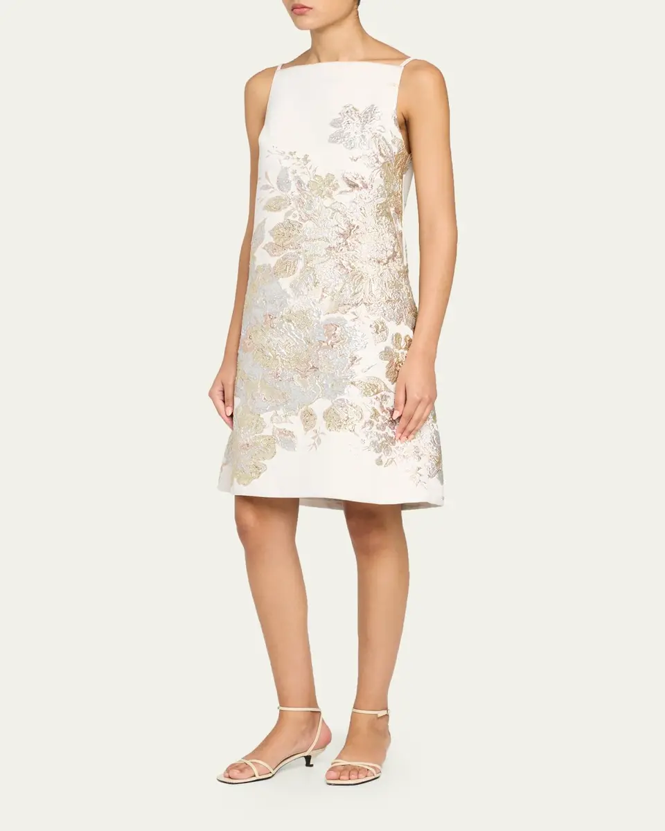 Rickie Freeman for Teri Jon Metallic Floral Jacquard Mini Shift Dress | Thumbnail 4 Rickie Freeman for Teri Jon Metallic Floral Jacquard Mini Shift Dress | Thumbnail 4