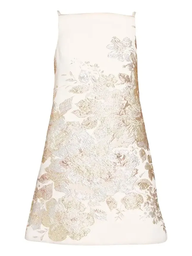 Metallic Floral Jacquard Mini Shift Dress Metallic Floral Jacquard Mini Shift Dress