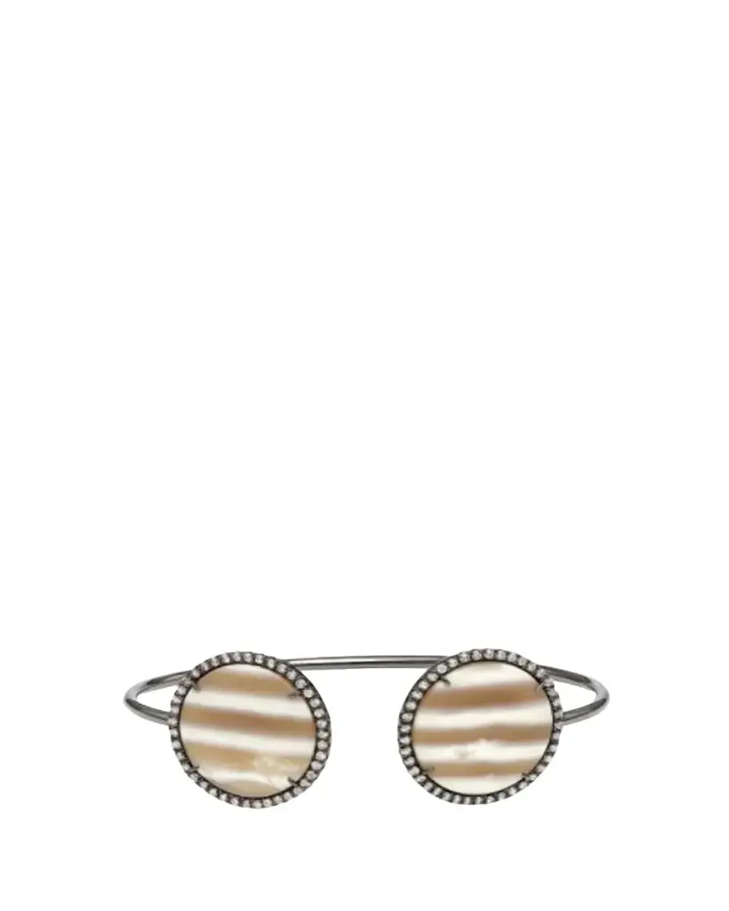 Kimberly McDonald One-of-a-Kind Striped Chalcedony Disk Wire Cuff | Image 1 Kimberly McDonald One-of-a-Kind Striped Chalcedony Disk Wire Cuff | Image 1