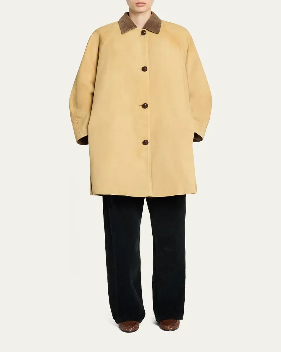The Row Ina Corduroy Collar Single-Breasted Car Coat | Thumbnail 2 The Row Ina Corduroy Collar Single-Breasted Car Coat | Thumbnail 2
