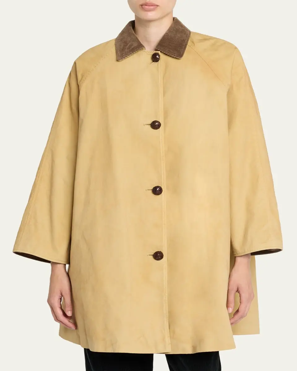 The Row Ina Corduroy Collar Single-Breasted Car Coat | Thumbnail 4 The Row Ina Corduroy Collar Single-Breasted Car Coat | Thumbnail 4