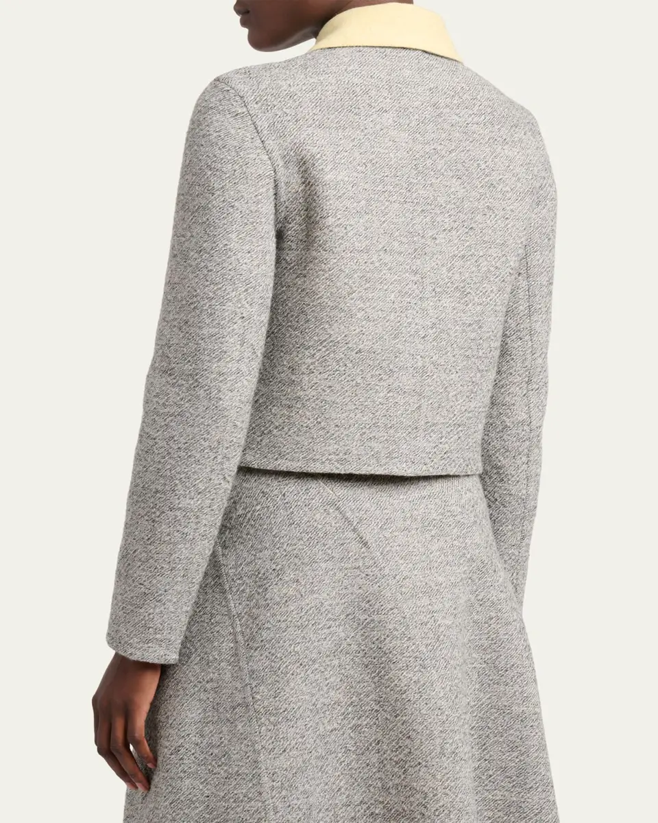 Proenza Schouler Gaelle Contrast-Collar Tweed Single-Breasted Jacket | Thumbnail 3