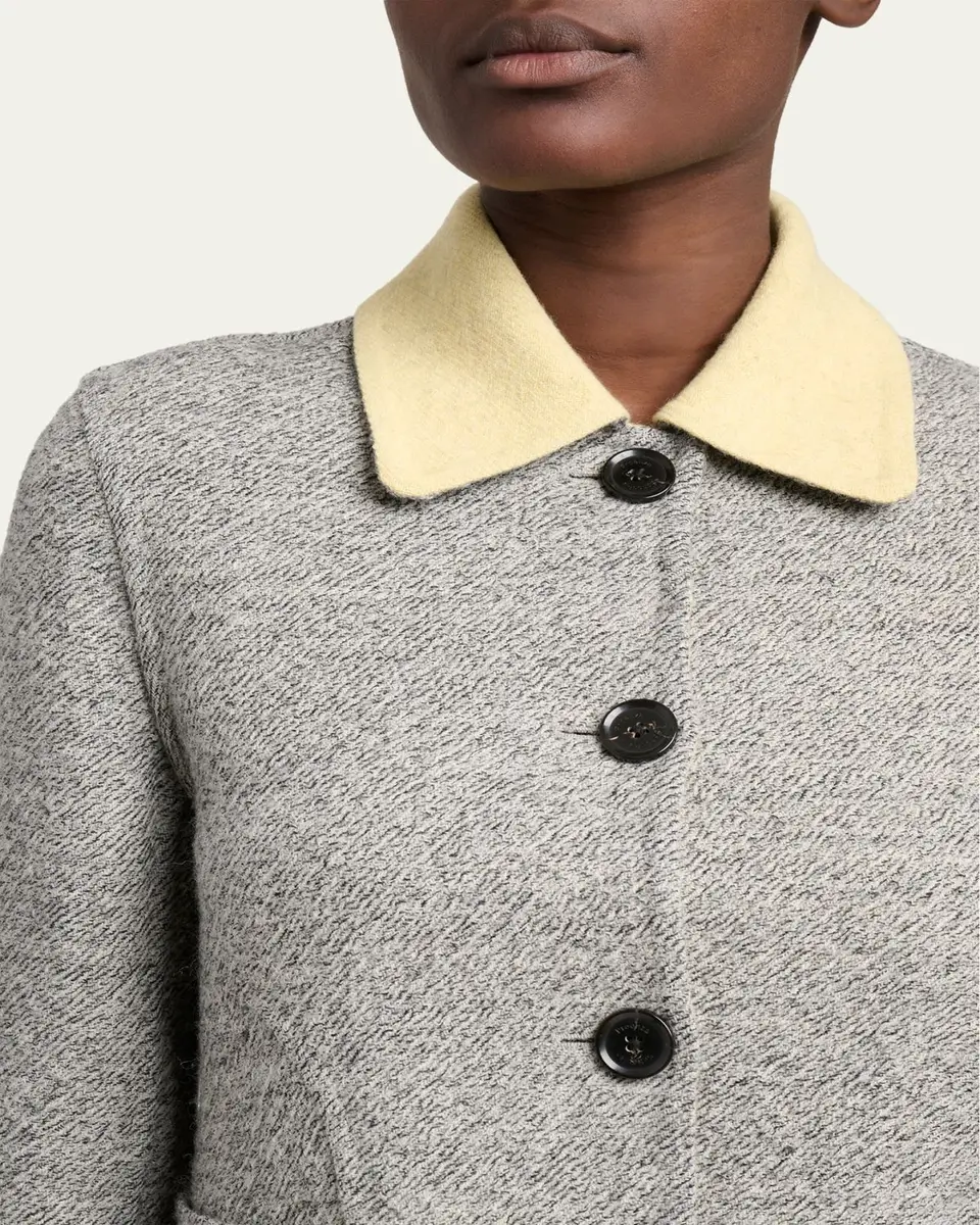 Proenza Schouler Gaelle Contrast-Collar Tweed Single-Breasted Jacket | Thumbnail 5