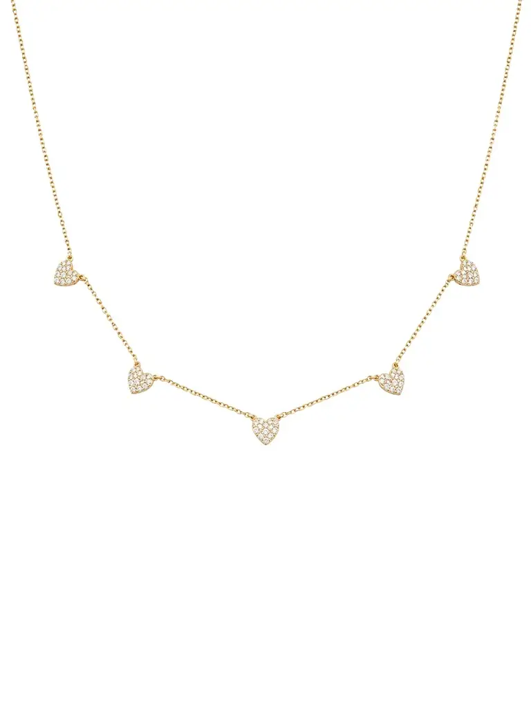 Wish Fine Jewelry 0.52ct Diamond 18K Gold Pave Heart Stationed Necklace | Image 1 Wish Fine Jewelry 0.52ct Diamond 18K Gold Pave Heart Stationed Necklace | Image 1