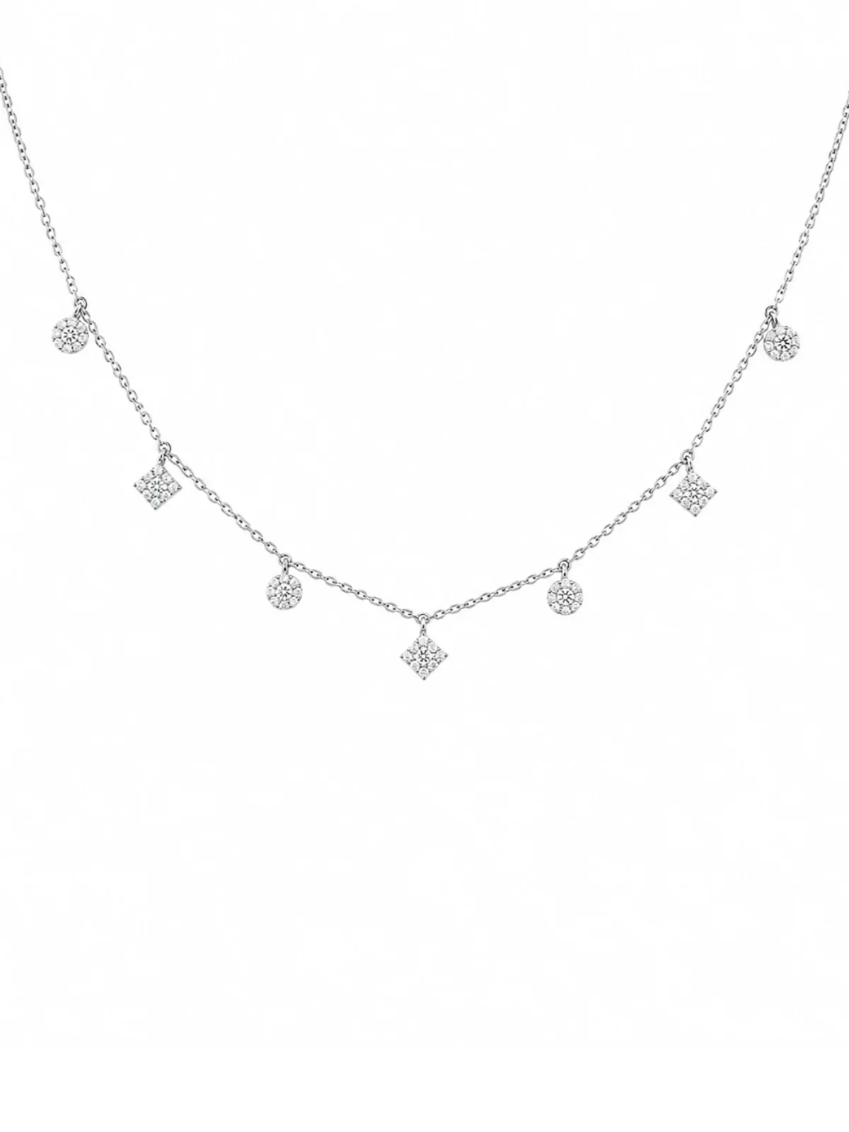 Wish Fine Jewelry 0.71ct Diamond 18K Gold Pave Multi Shape Stationed Necklace