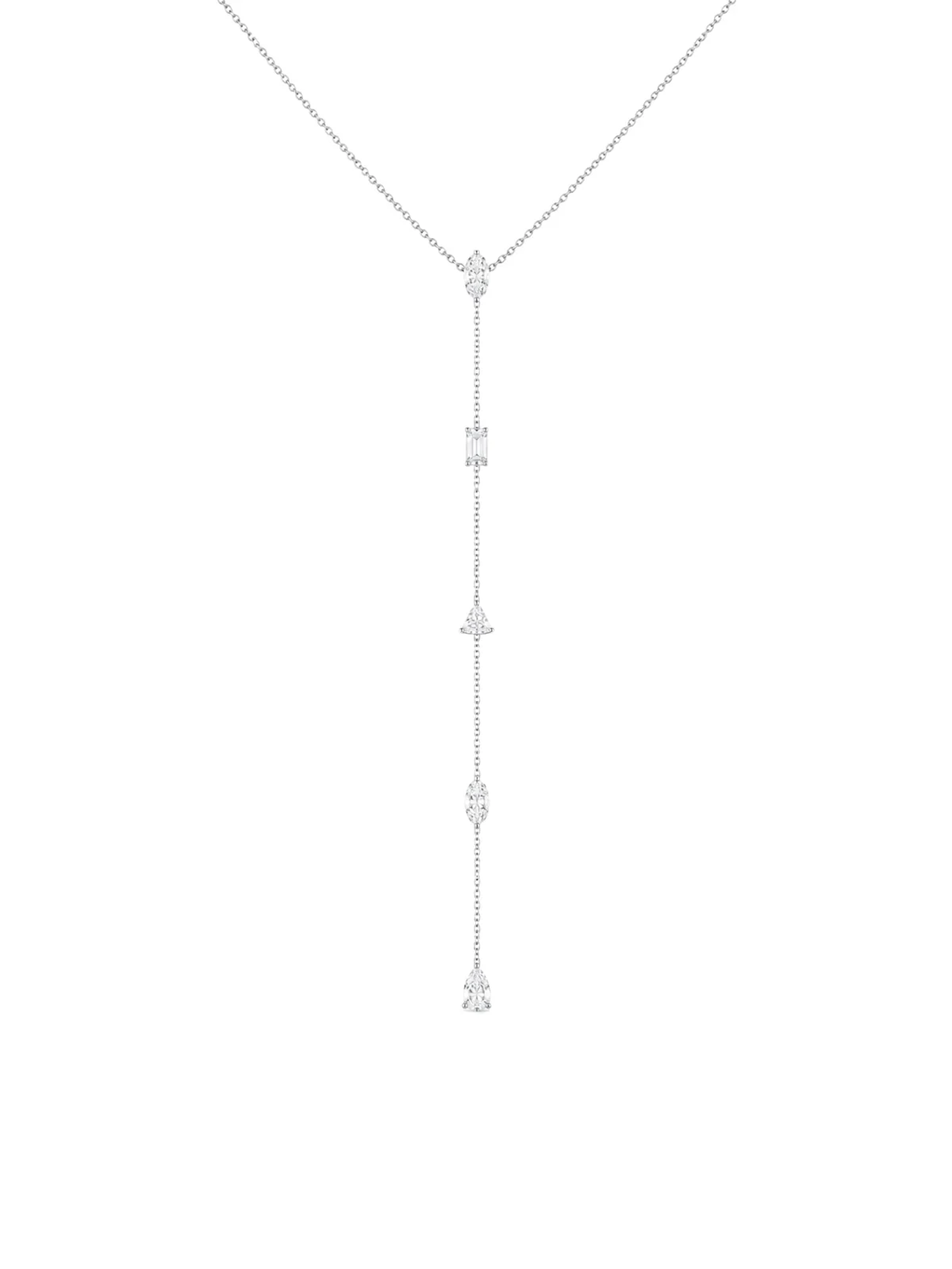 Wish Fine Jewelry 0.96ct Diamond 18K Gold Multi Shape Lariat Necklace