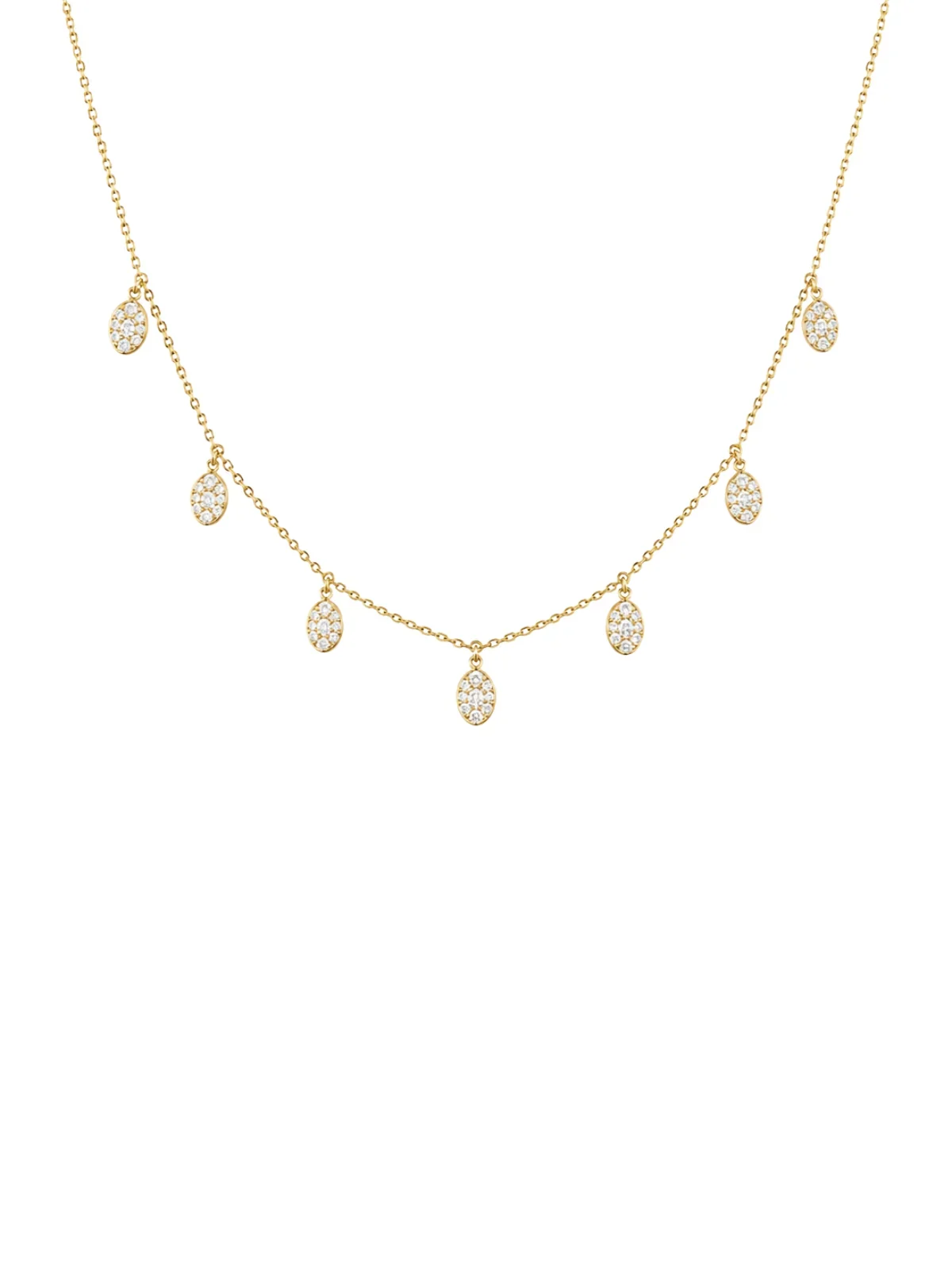 0.96ct Diamond 18K Gold Pave Drop Stationed Necklace 0.96ct Diamond 18K Gold Pave Drop Stationed Necklace