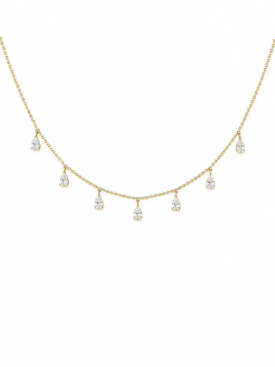 Wish Fine Jewelry 1.04ct Diamond 18K Gold Pear Drop Stationed Necklace | Thumbnail 2 Wish Fine Jewelry 1.04ct Diamond 18K Gold Pear Drop Stationed Necklace | Thumbnail 2