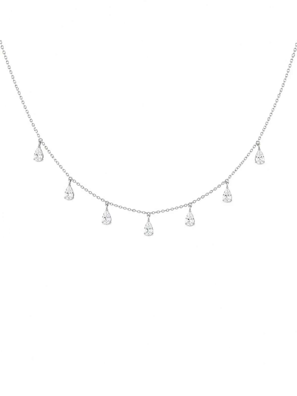 1.08ct Diamond 18K Gold Pear Drop Stationed Necklace 1.08ct Diamond 18K Gold Pear Drop Stationed Necklace