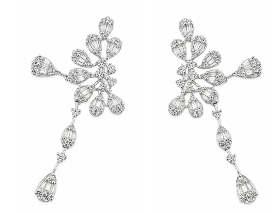 Wish Fine Jewelry 1.10ct Diamond 18K Gold Dangle Illusion Earrings | Image 1 Wish Fine Jewelry 1.10ct Diamond 18K Gold Dangle Illusion Earrings | Image 1