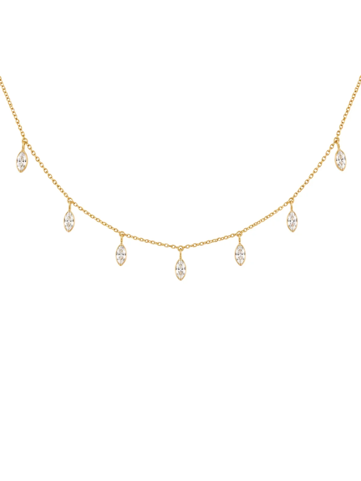 1.56ct Diamond 18K Gold Marquise Drop Stationed Necklace 1.56ct Diamond 18K Gold Marquise Drop Stationed Necklace