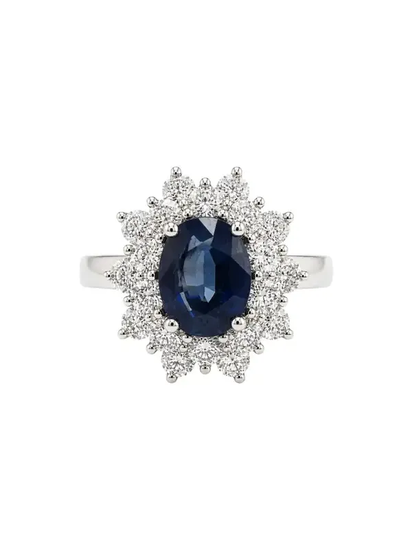 2.30ct Diamond Sapphire 18K Gold Halo Ring 2.30ct Diamond Sapphire 18K Gold Halo Ring