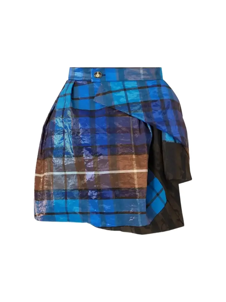 Vivienne Westwood Zora Asymmetric Pleated Checked Twill Mini Skirt | Image 1 Vivienne Westwood Zora Asymmetric Pleated Checked Twill Mini Skirt | Image 1