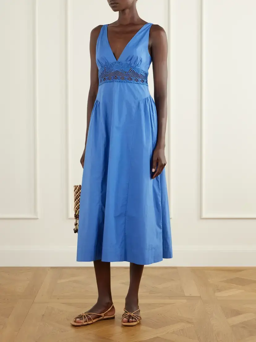 Posse Veda Broderie Anglaise Organic Cotton Poplin Midi Dress | Thumbnail 2 Posse Veda Broderie Anglaise Organic Cotton Poplin Midi Dress | Thumbnail 2