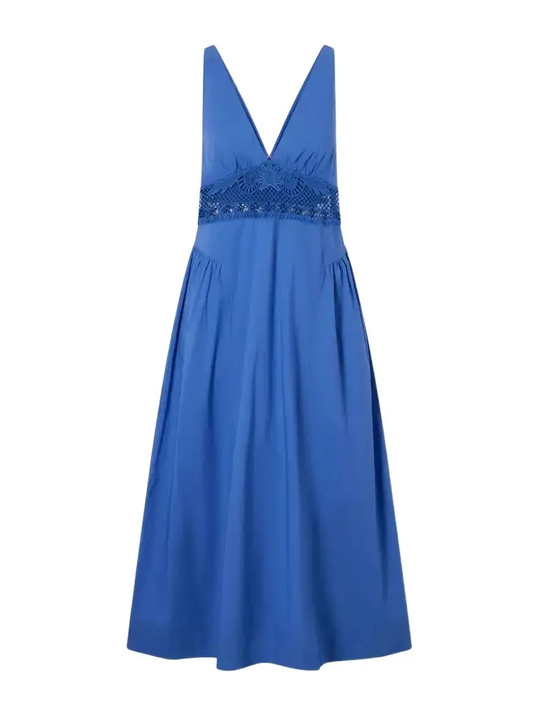 Posse Veda Broderie Anglaise Organic Cotton Poplin Midi Dress | Image 1 Posse Veda Broderie Anglaise Organic Cotton Poplin Midi Dress | Image 1