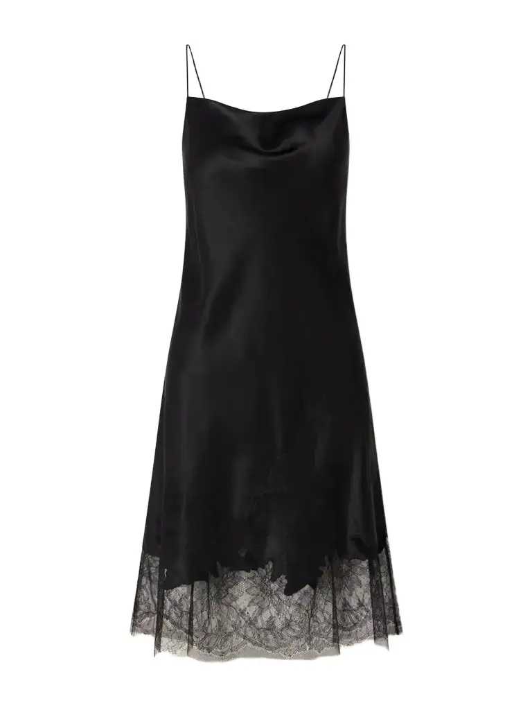Carine Gilson Lace-trimmed Silk-satin Midi Dress | Image 1 Carine Gilson Lace-trimmed Silk-satin Midi Dress | Image 1
