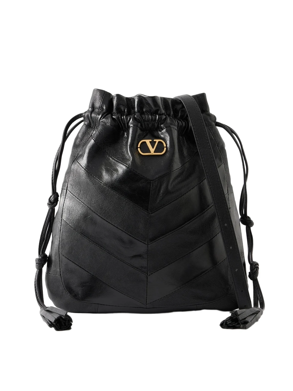 Buckette Logo-embellished Drawstring Leather Shoulder Bag Buckette Logo-embellished Drawstring Leather Shoulder Bag