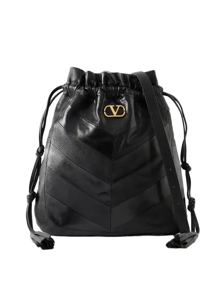 Valentino Garavani Buckette Logo-embellished Drawstring Leather Shoulder Bag | Image 1 Valentino Garavani Buckette Logo-embellished Drawstring Leather Shoulder Bag | Image 1
