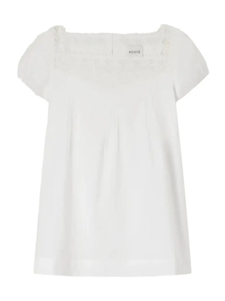 Posse Veda Broderie Anglaise-trimmed Organic Cotton-poplin Top | Image 1 Posse Veda Broderie Anglaise-trimmed Organic Cotton-poplin Top | Image 1