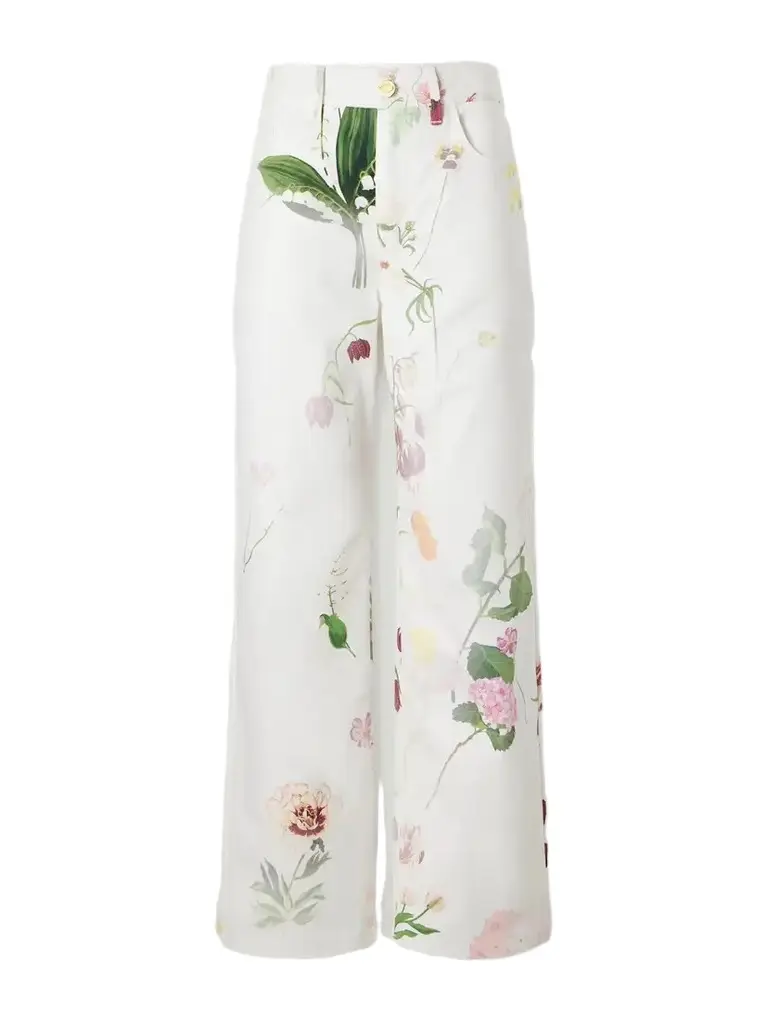 Oscar de la Renta Floral-print High-rise Straight-leg Jeans | Image 1 Oscar de la Renta Floral-print High-rise Straight-leg Jeans | Image 1