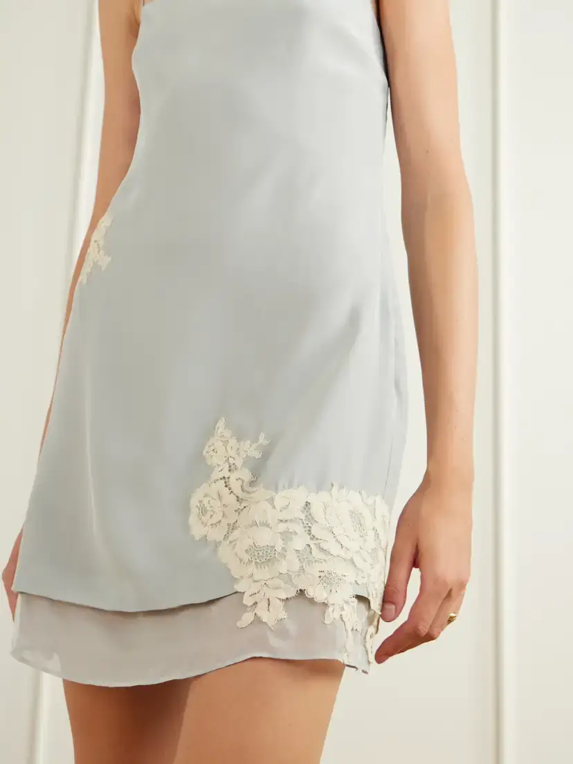 SIR. Noria Lace-trimmed Silk Crepe De Chine Mini Dress | Thumbnail 4 SIR. Noria Lace-trimmed Silk Crepe De Chine Mini Dress | Thumbnail 4