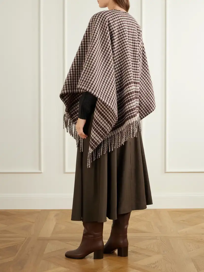 Purdey Sheperd's Checked Wool Poncho | Thumbnail 3 Purdey Sheperd's Checked Wool Poncho | Thumbnail 3