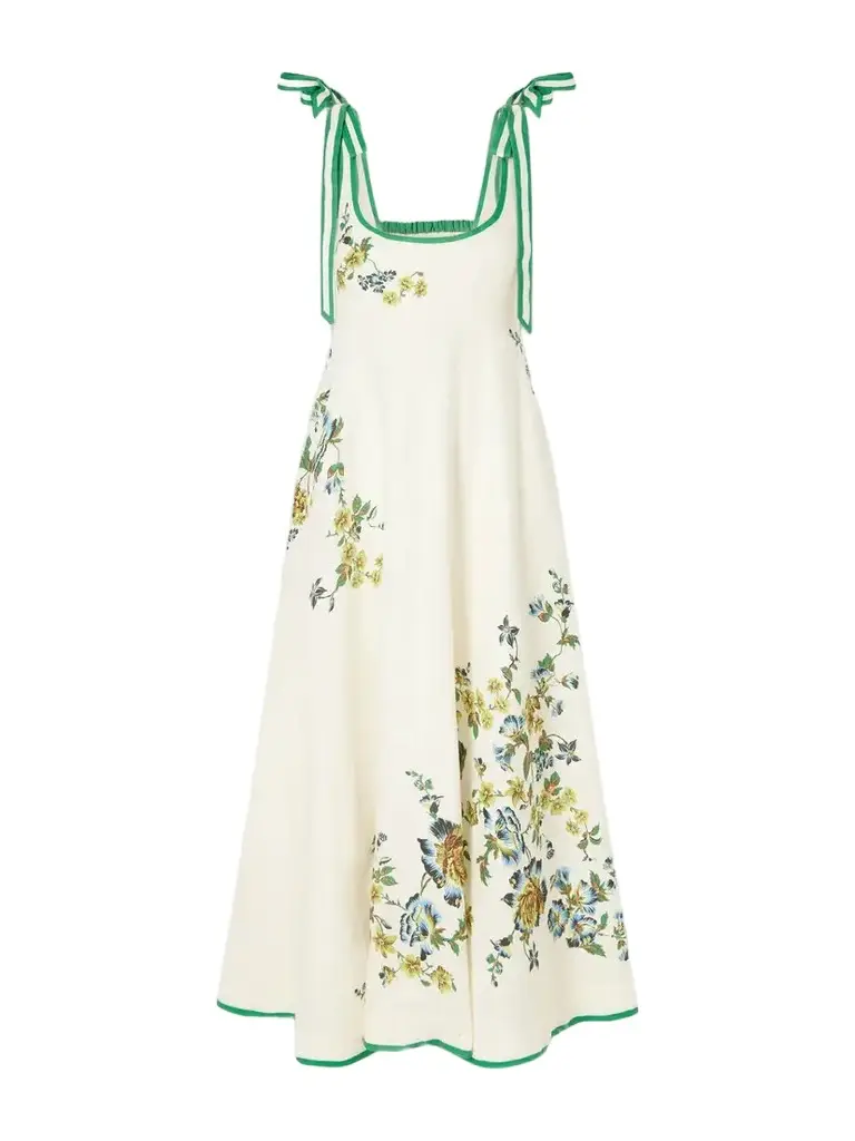 ALÉMAIS Phyllis Ballet Floral-print Linen Midi Dress | Image 1 ALÉMAIS Phyllis Ballet Floral-print Linen Midi Dress | Image 1
