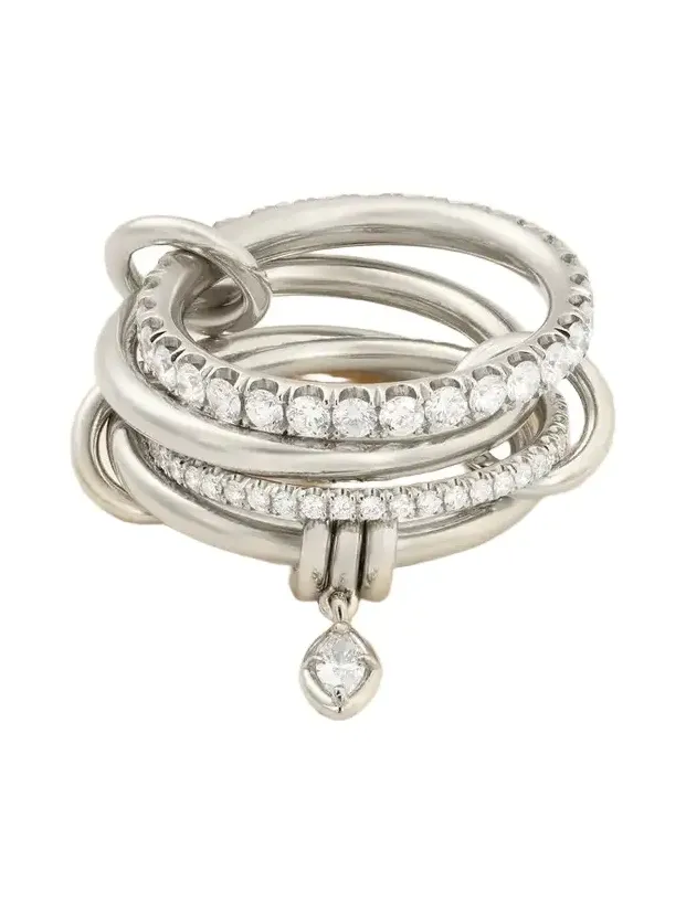 Inara Set Of Four Sterling Silver Diamond Rings