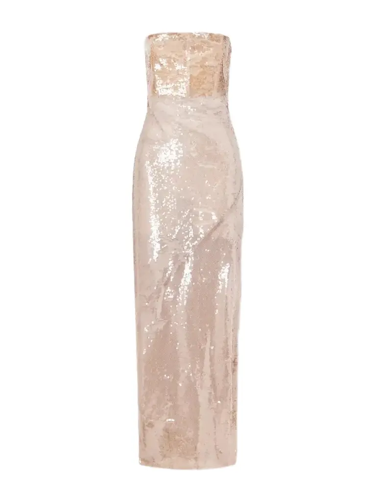 Moonlight Strapless Sequined Tulle Gown