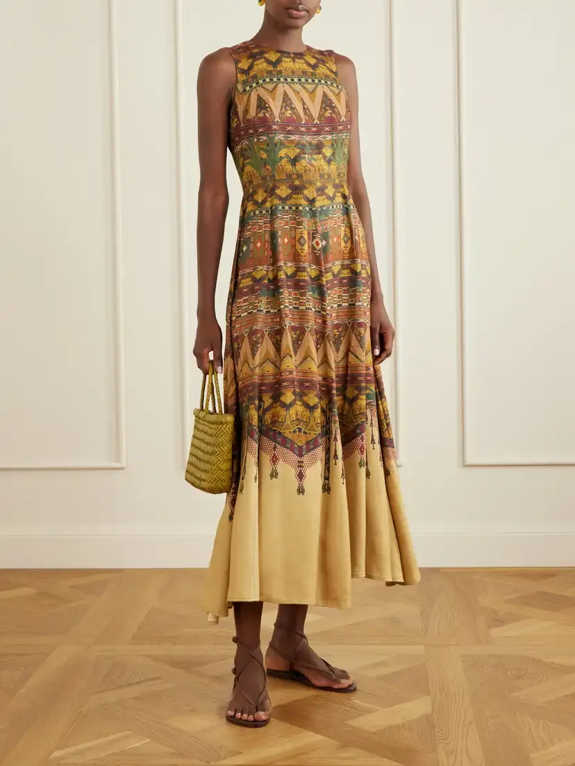 Emporio Sirenuse Clodette Desert Printed Woven Silk-blend Maxi Dress | Thumbnail 2