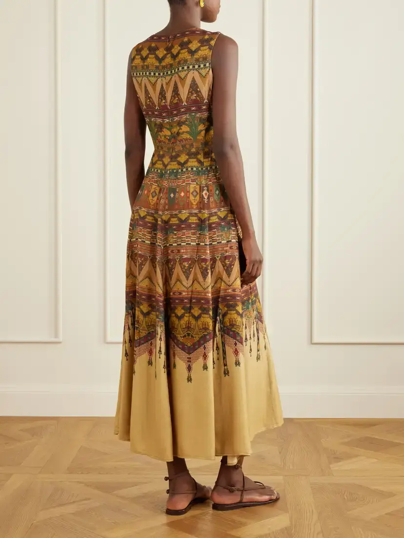 Emporio Sirenuse Clodette Desert Printed Woven Silk-blend Maxi Dress | Thumbnail 3