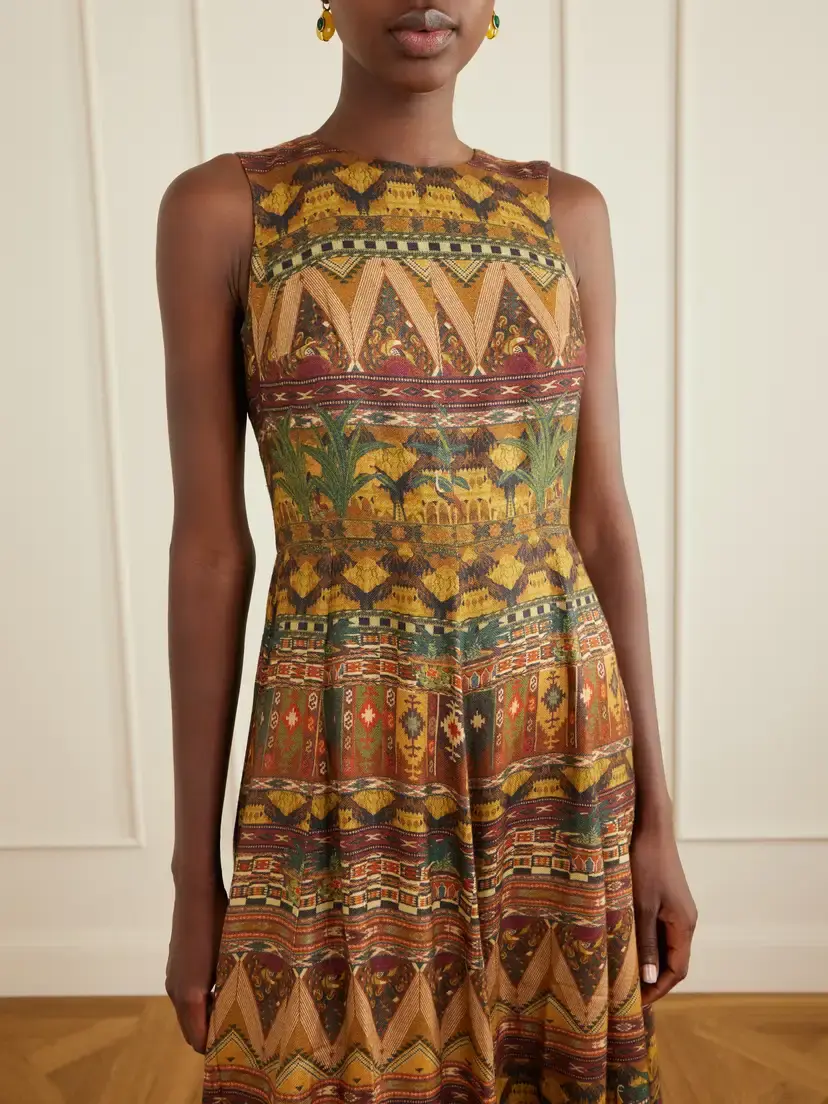 Emporio Sirenuse Clodette Desert Printed Woven Silk-blend Maxi Dress | Thumbnail 4