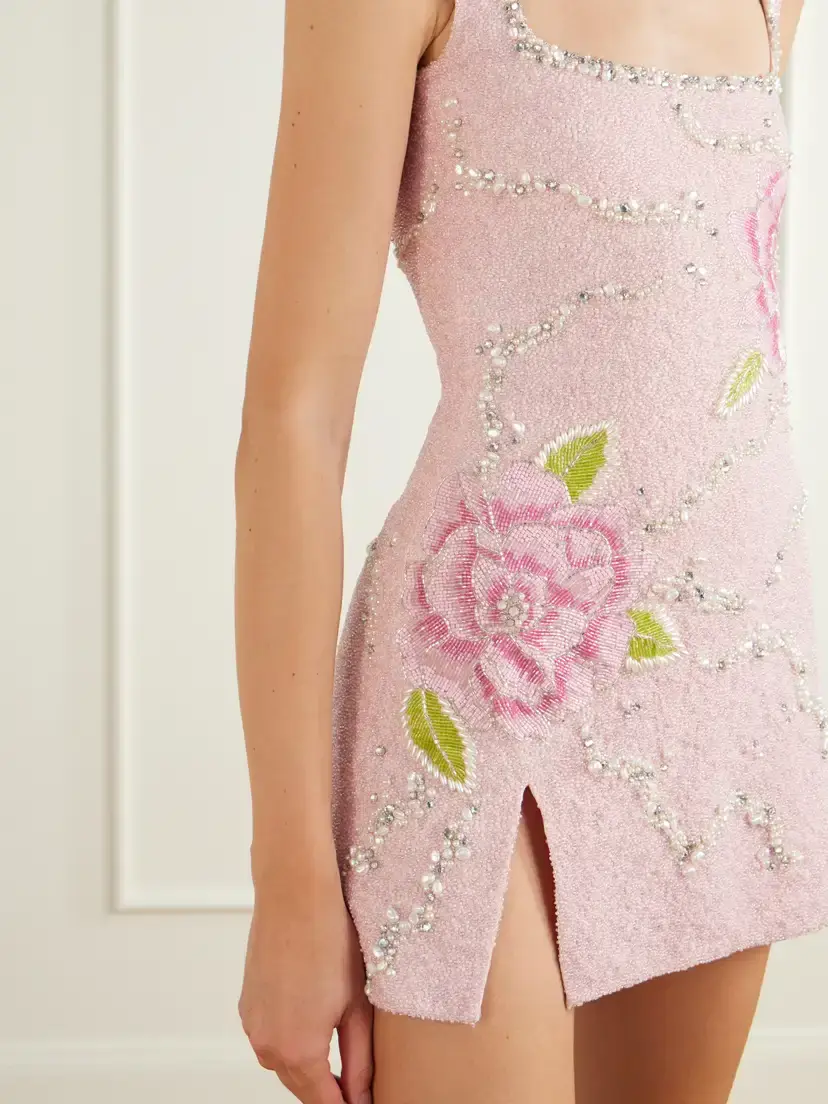 Clio Peppiatt Peony Embellished Stretch-mesh Mini Dress | Thumbnail 4