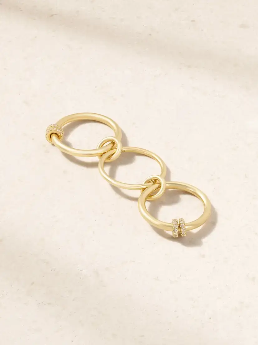 Spinelli Kilcollin Jovie Set Of Three 18-karat Gold Diamond Rings | Thumbnail 3