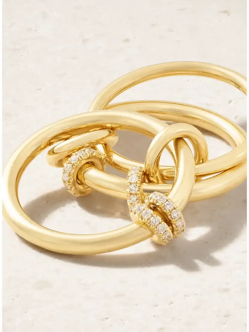 Spinelli Kilcollin Jovie Set Of Three 18-karat Gold Diamond Rings | Thumbnail 4