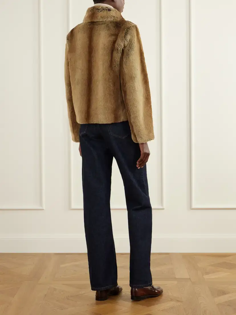 Veronica de Piante Mireia Leather-trimmed Plush Jacket | Thumbnail 4 Veronica de Piante Mireia Leather-trimmed Plush Jacket | Thumbnail 4