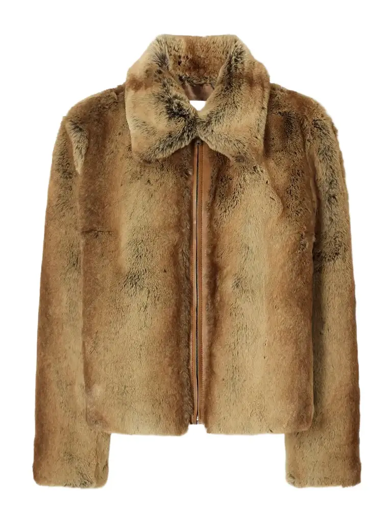 Veronica de Piante Mireia Leather-trimmed Plush Jacket | Image 1 Veronica de Piante Mireia Leather-trimmed Plush Jacket | Image 1